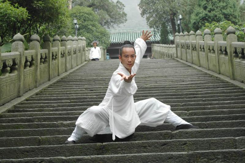 image shows a person doing Wudang Tai Chi Chuan.